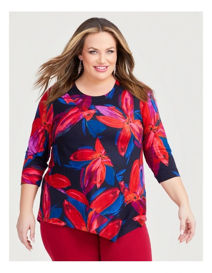 Bamboo Abstract Floral Top in Print image 3