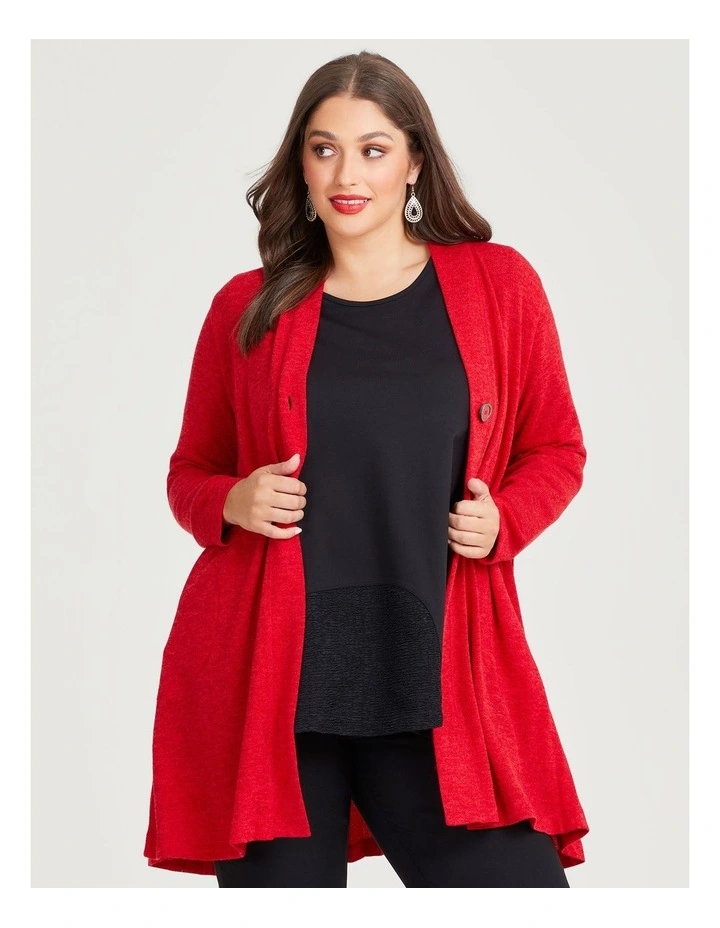 Pleat Back Enthuse Cardigan in Ribbon Red image 4