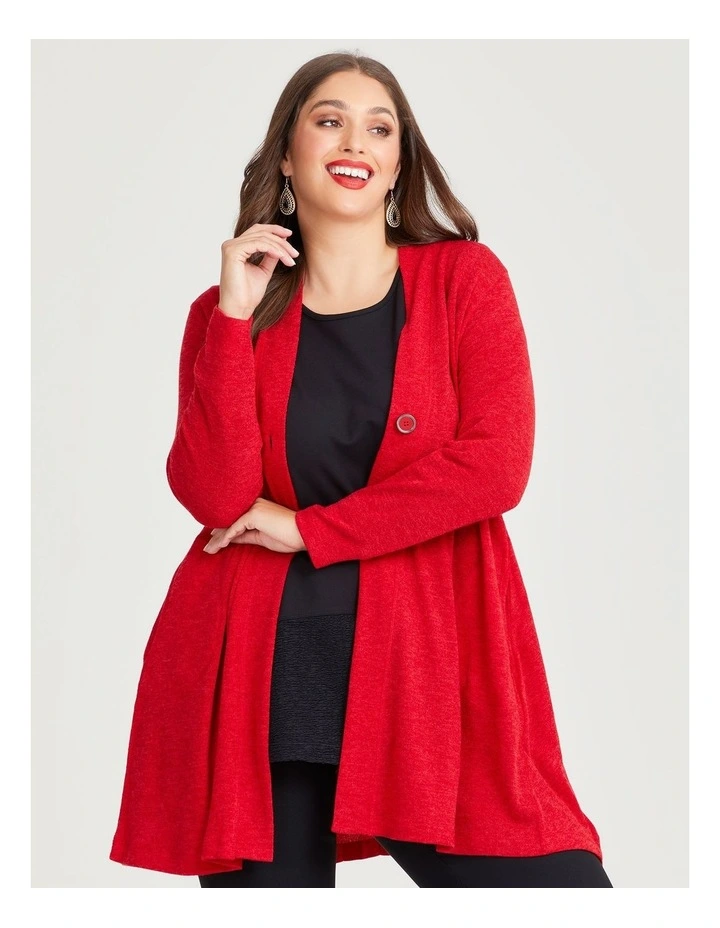 Pleat Back Enthuse Cardigan in Ribbon Red image 5