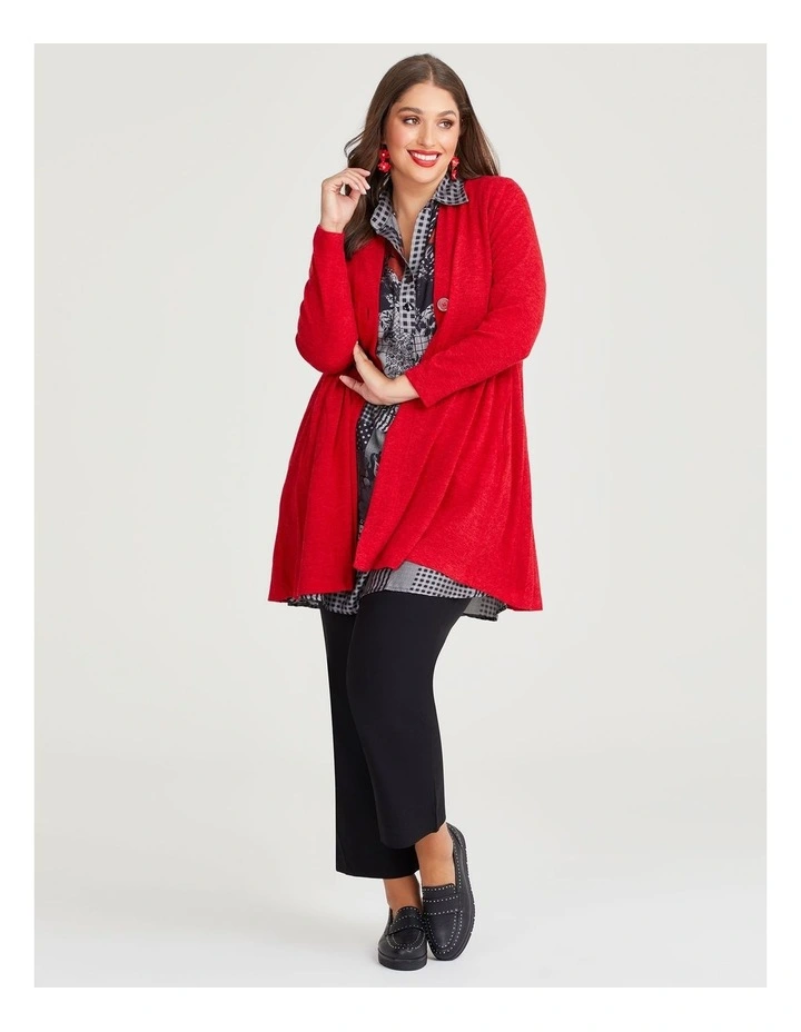 Pleat Back Enthuse Cardigan in Ribbon Red image 6