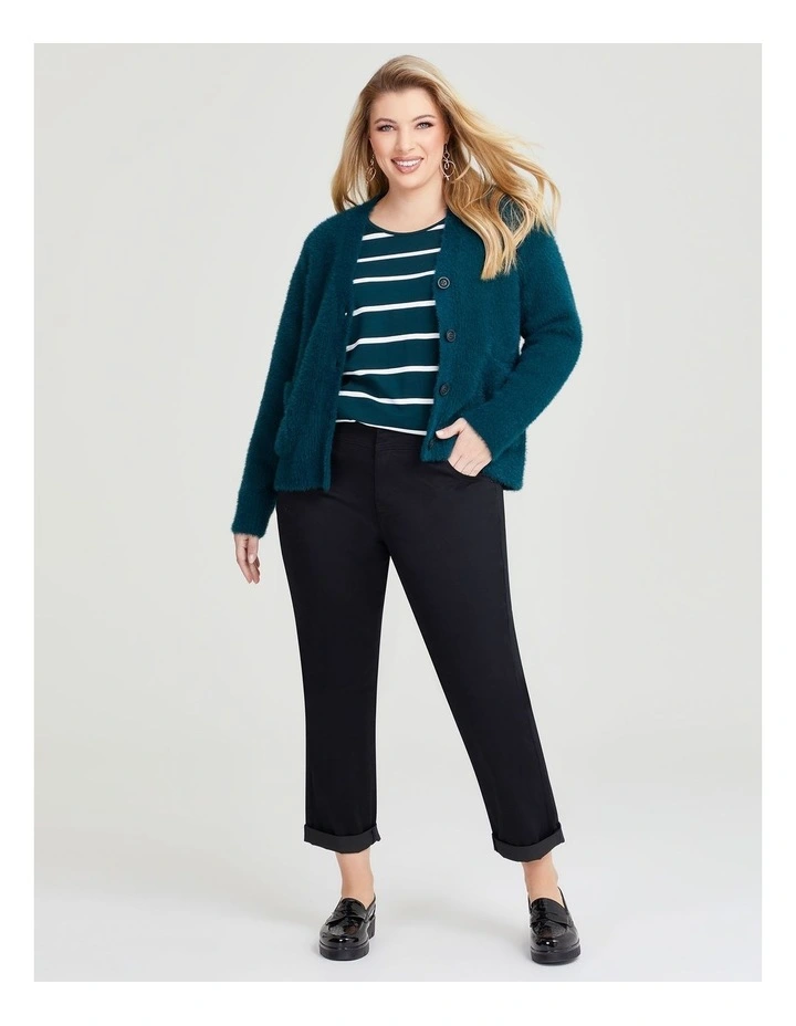 Fluffy Knit Short Cardigan in Evergreen image 5