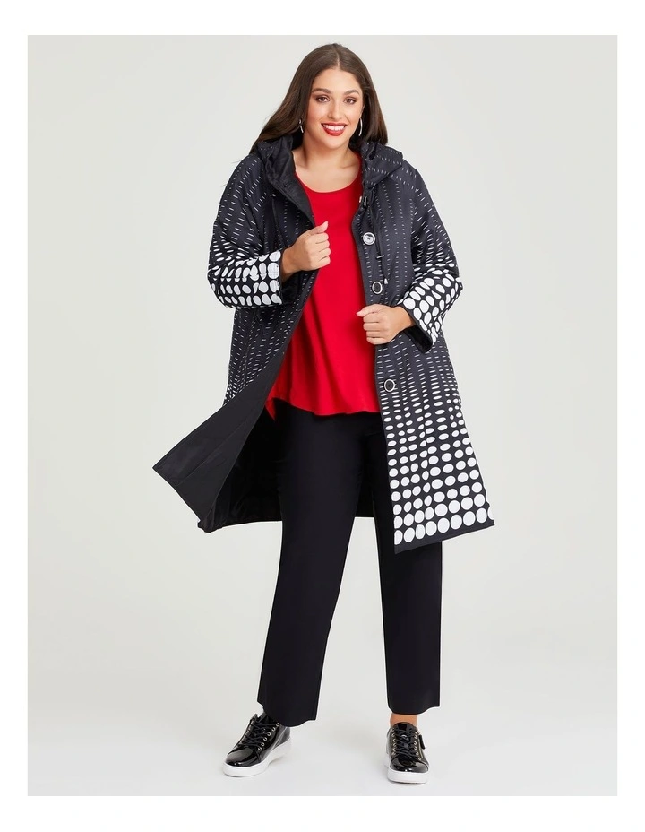Reversible Spot Print Puffer Coat in Black/White image 1