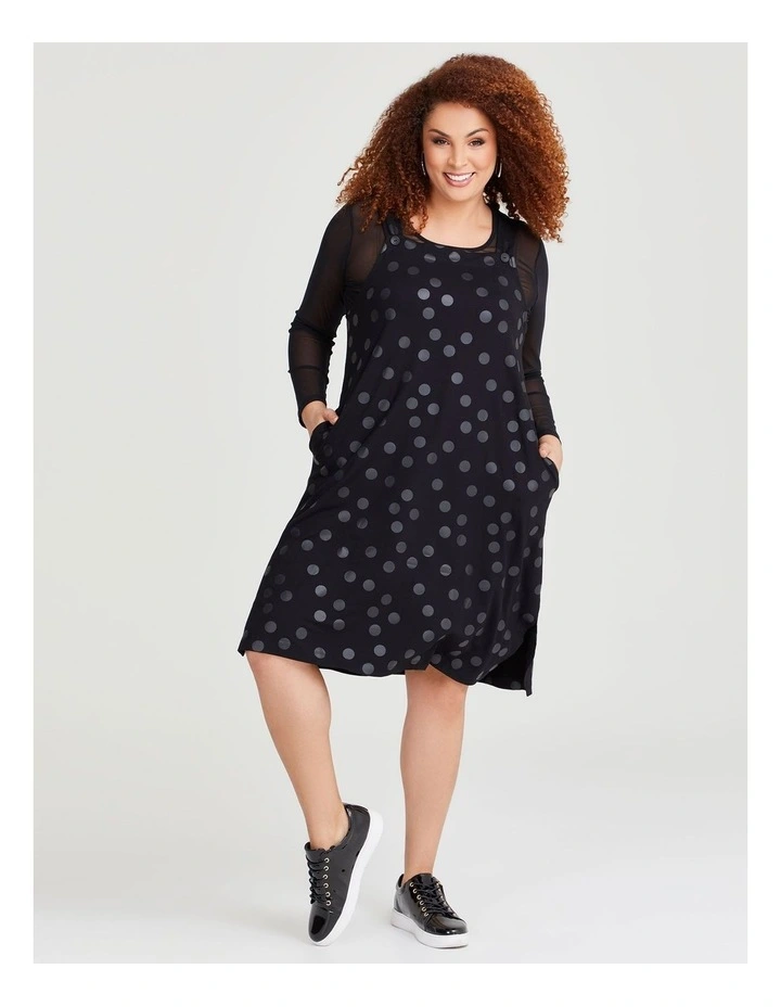Natural Spot Pinafore Dress in Black image 1