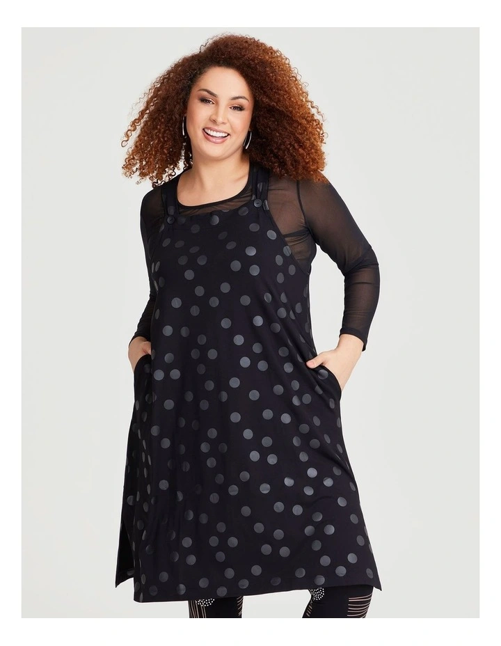 Natural Spot Pinafore Dress in Black image 3