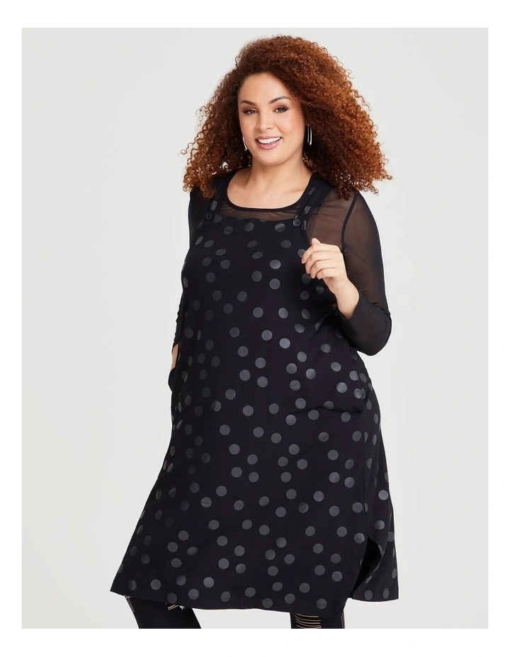 Natural Spot Pinafore Dress in Black image 4