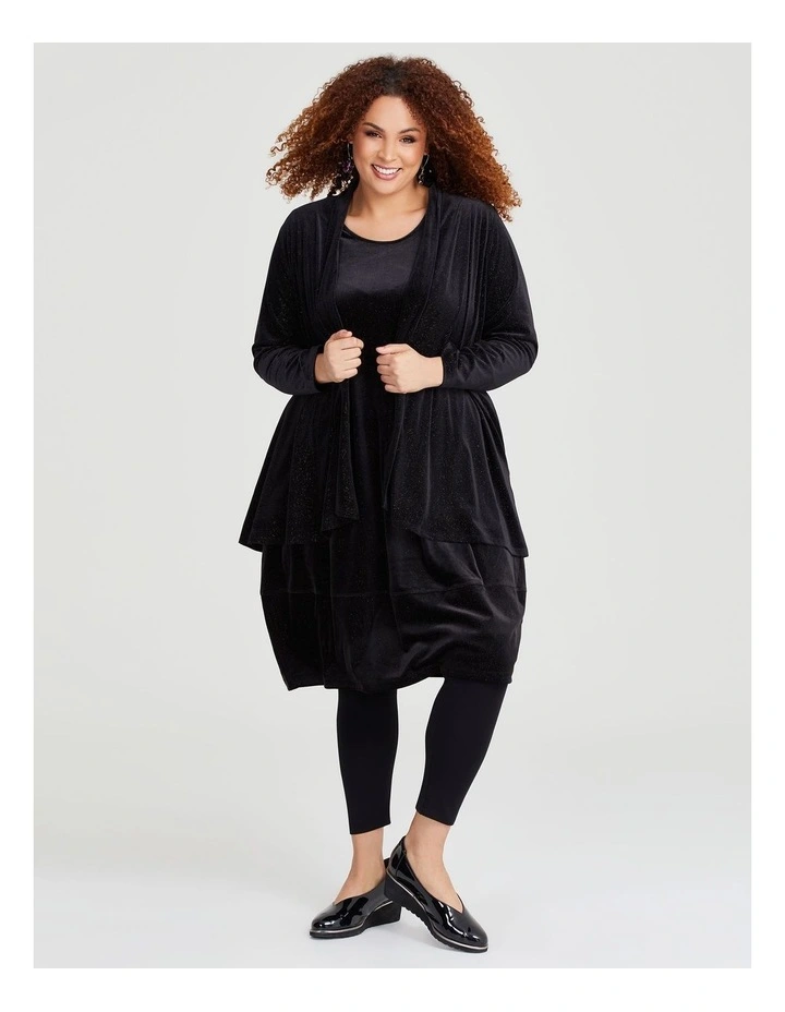 Lurex Stripe Velour Dress in Black image 6