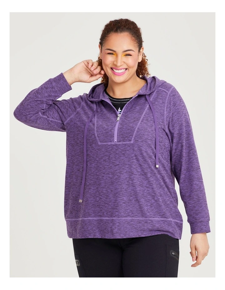 Half Zip Top in Purple Marle image 3