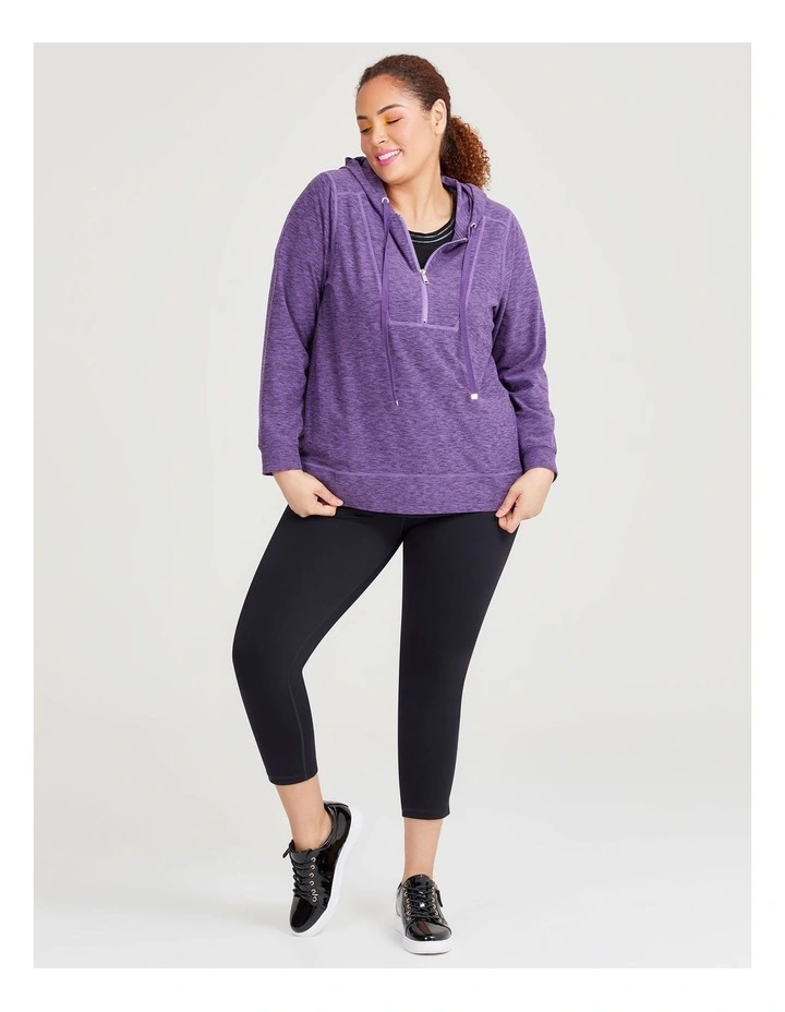 Half Zip Top in Purple Marle image 5