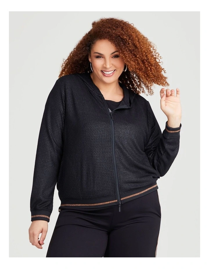 Texture Play Zip Jacket in Black image 1