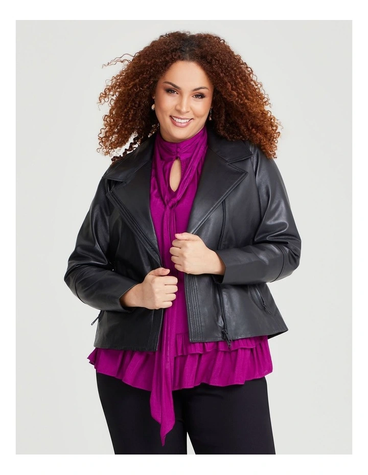Leather Kayla Jacket in Black image 3