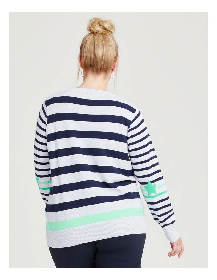 Stripe Star Knit Jumper in Navy image 2