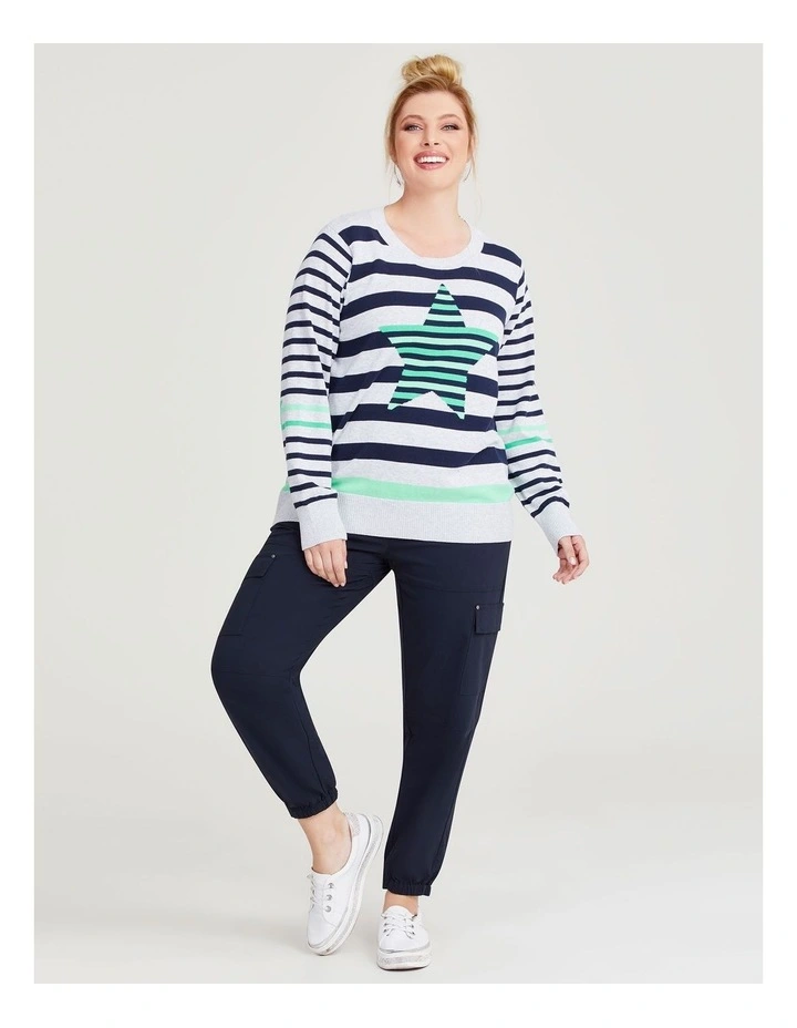Stripe Star Knit Jumper in Navy image 4