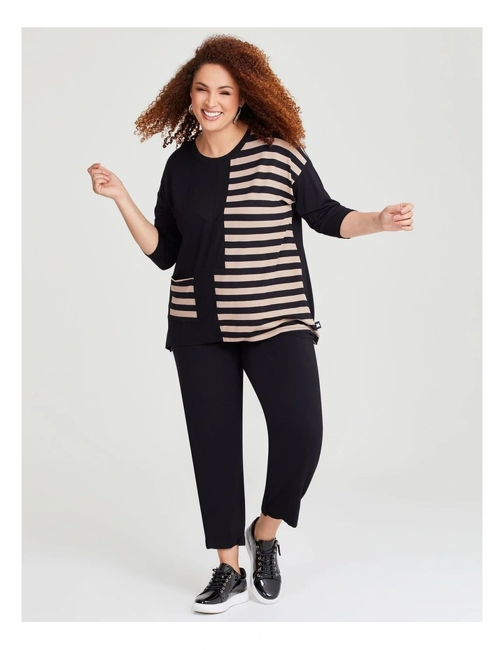 Natural Neutral Stripe Top in Black/Stripe image 4
