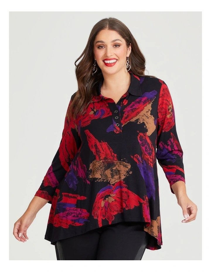 Collar Swing Bamboo Top in Print image 1