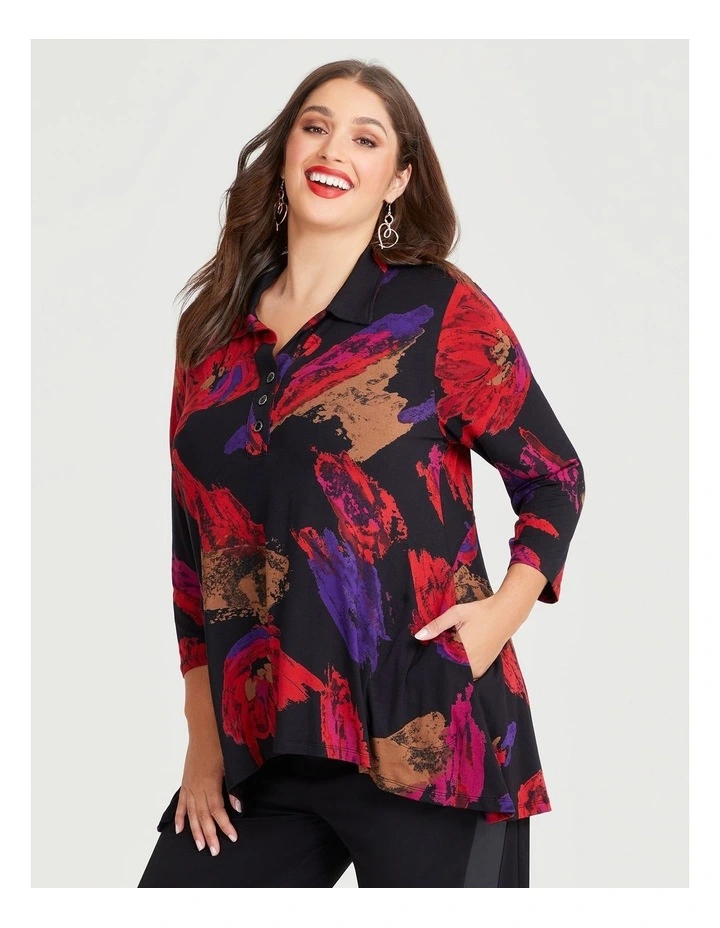 Collar Swing Bamboo Top in Print image 3