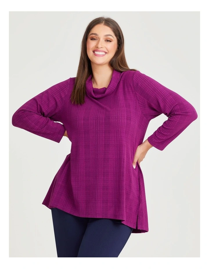 Blair Textured Cowl Neck Top in Pink image 1