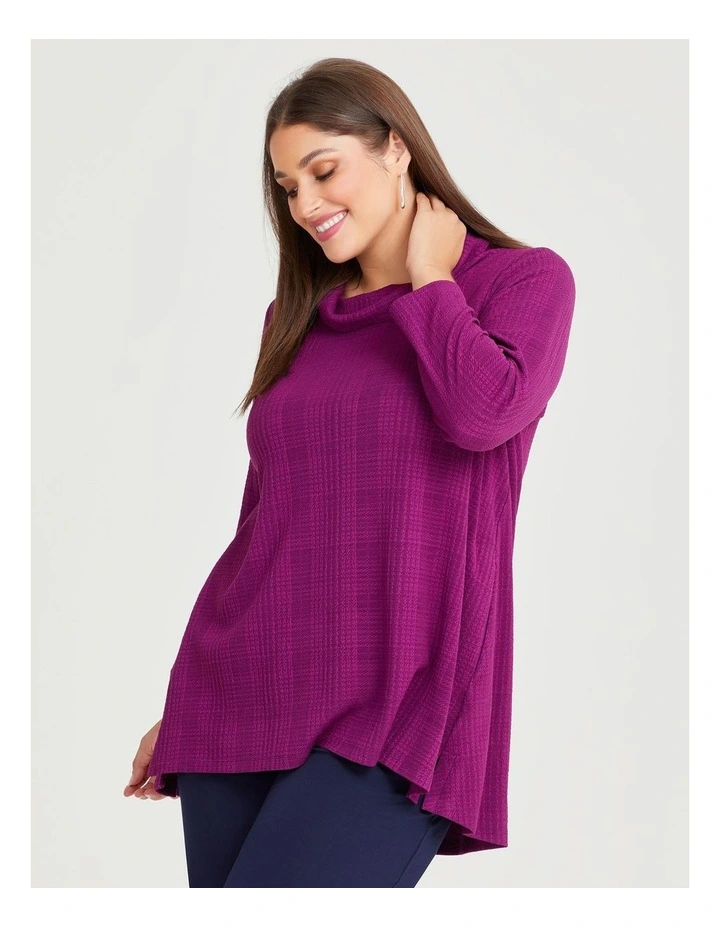 Blair Textured Cowl Neck Top in Pink image 3