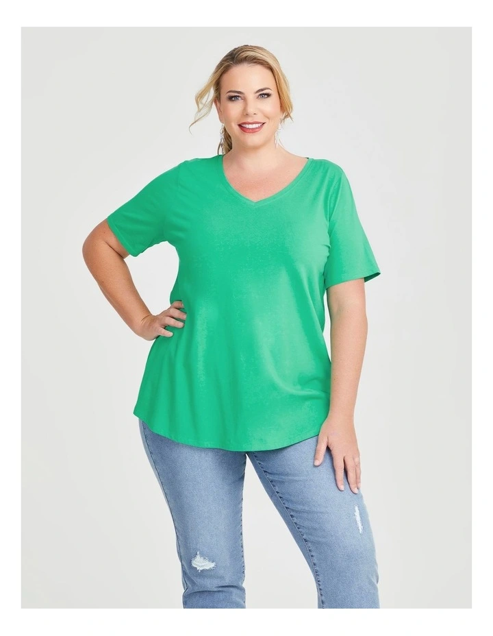 Australian Cotton V-neck T-shirt in Spring Jade image 1