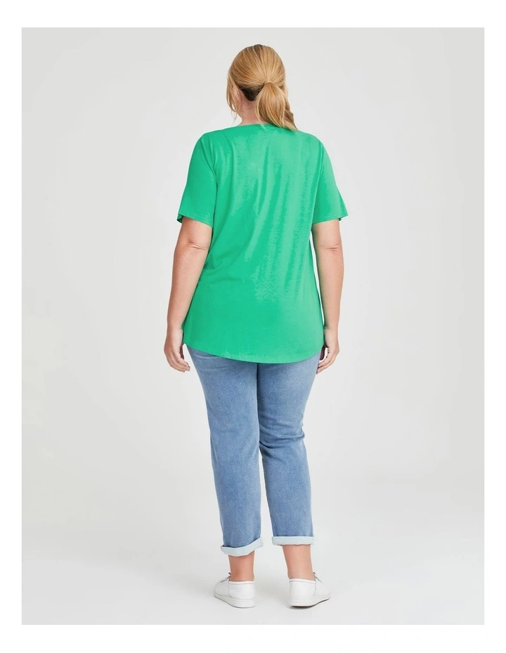 Australian Cotton V-neck T-shirt in Spring Jade image 2