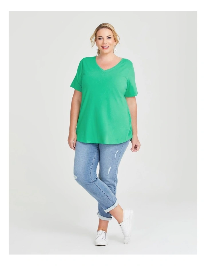 Taking Shape Australian Cotton V-neck T-shirt In Spring Jade | MYER