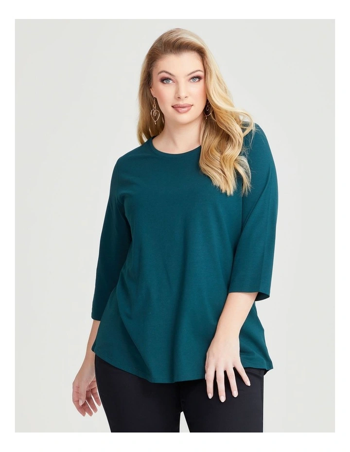 Australian Cotton 3/4 T-shirt in Evergreen image 1