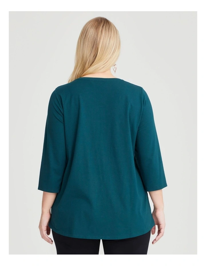 Australian Cotton 3/4 T-shirt in Evergreen image 2