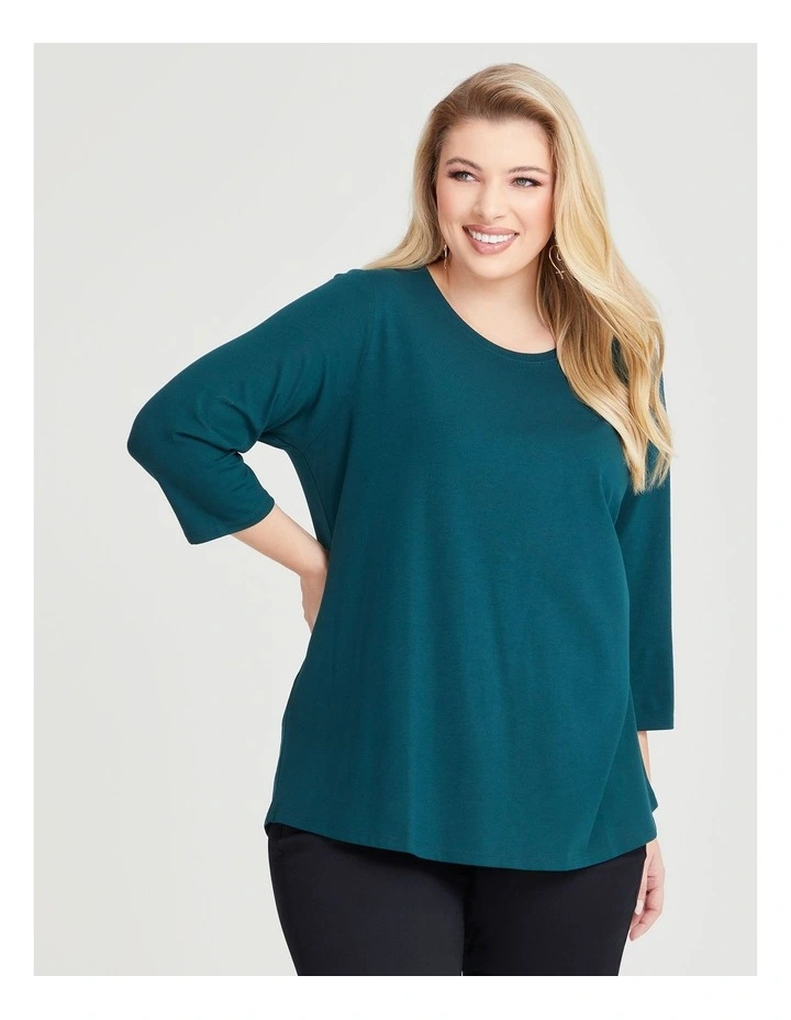 Australian Cotton 3/4 T-shirt in Evergreen image 3