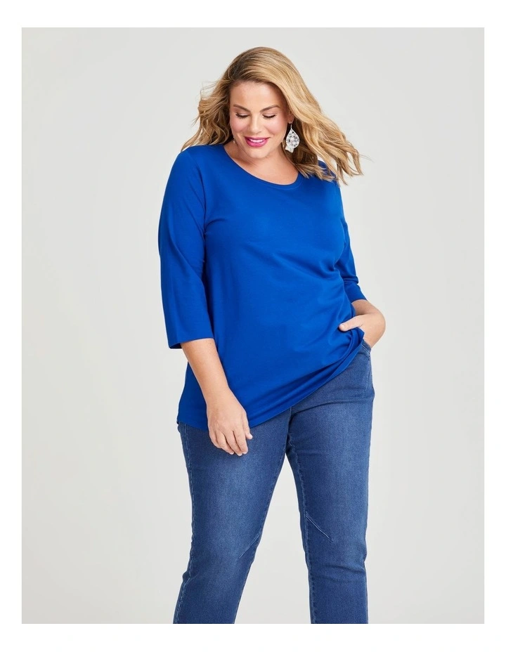 Australian Cotton 3/4 T-shirt in Lapis Blue image 3