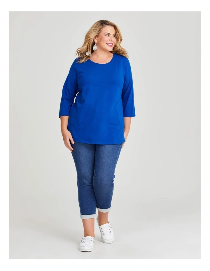Australian Cotton 3/4 T-shirt in Lapis Blue image 4