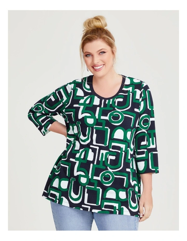 Cotton Textured Abstract Top in Print image 1