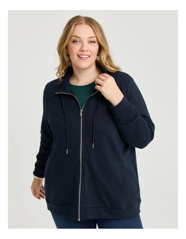 Funnel Neck Active Jacket in True Navy image 1