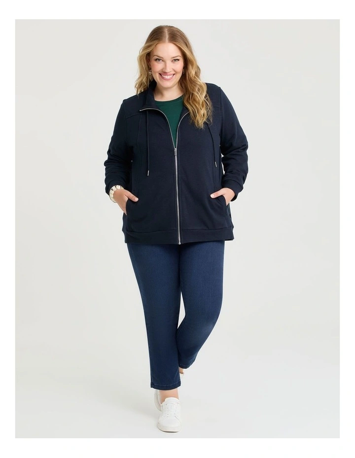 Funnel Neck Active Jacket in True Navy image 3