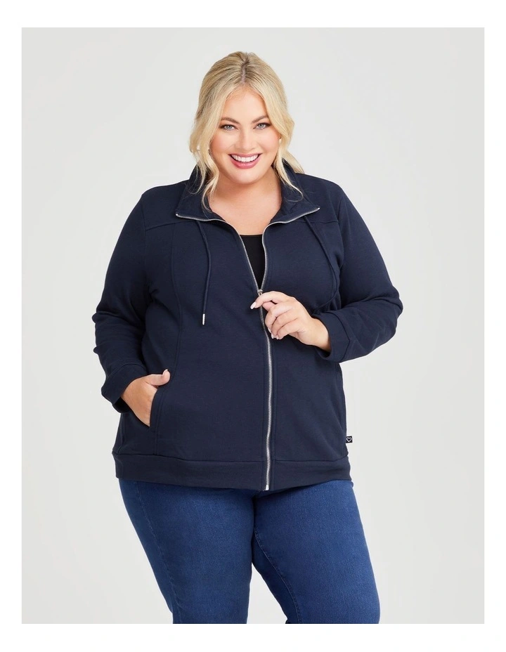 Funnel Neck Active Jacket in True Navy image 3