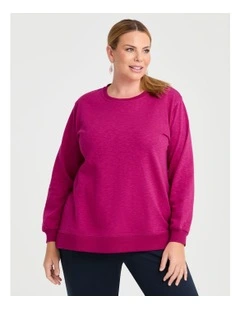 Boyfriend Tunic Sweat Top in Magenta