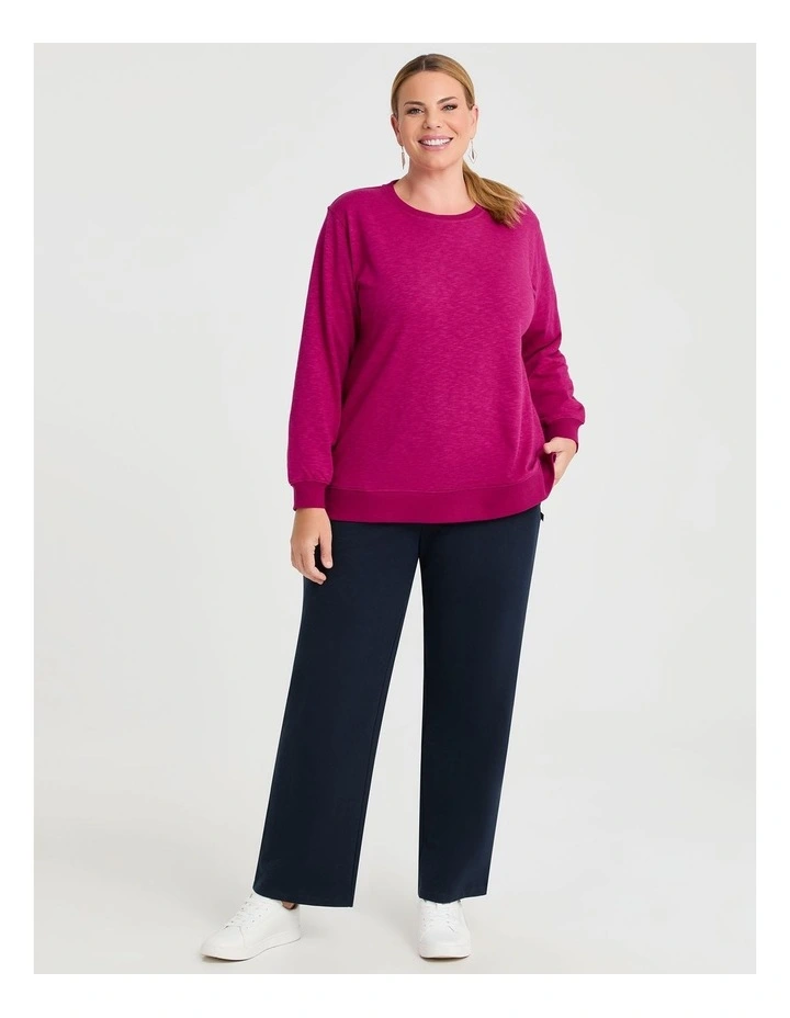 Boyfriend Tunic Sweat Top in Magenta image 3