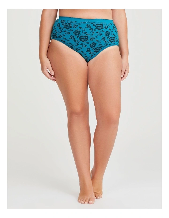 Cotton Teal Floral Briefs 5 Pack in Multi image 2