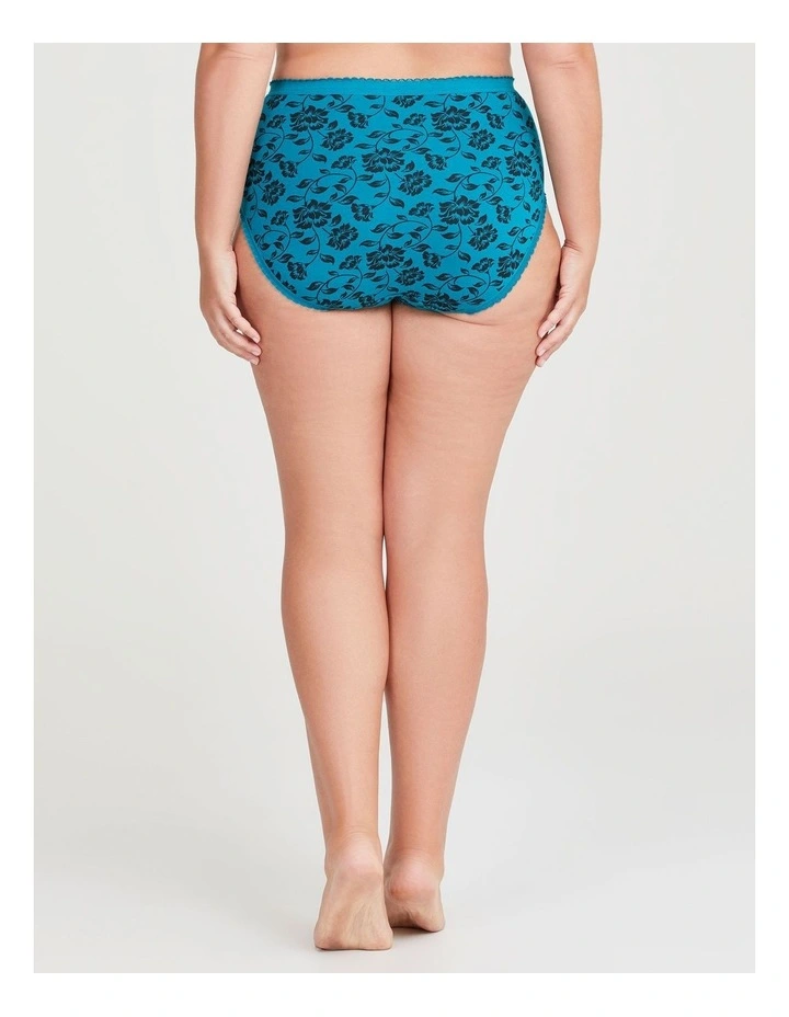 Cotton Teal Floral Briefs 5 Pack in Multi image 3