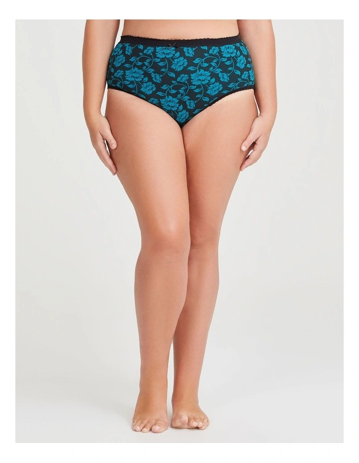 Cotton Teal Floral Briefs 5 Pack in Multi image 6