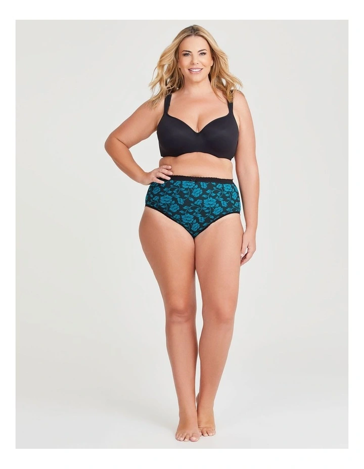 Cotton Teal Floral Briefs 5 Pack in Multi image 7