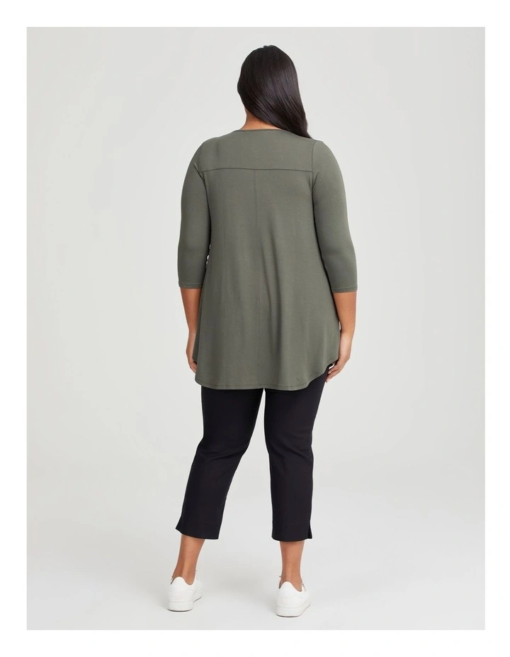 Bamboo Base 3/4 Sleeve Top in Dusty Olive image 2