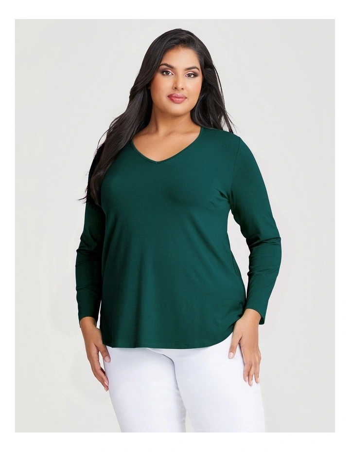 Natural Long Sleeve Everyday T-shirt in Eden Green image 1