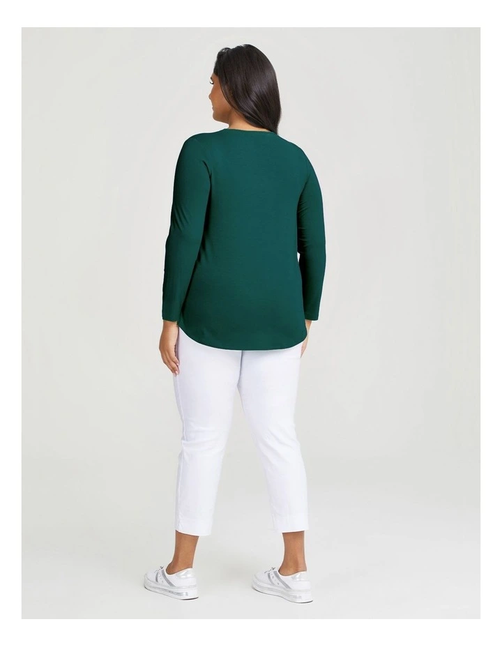 Natural Long Sleeve Everyday T-shirt in Eden Green image 2