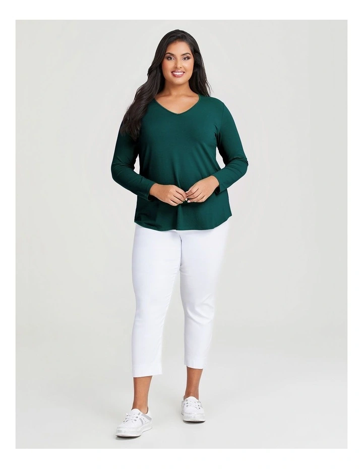 Natural Long Sleeve Everyday T-shirt in Eden Green image 3