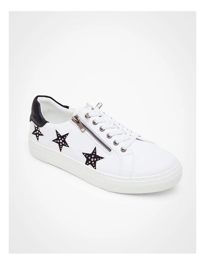 Star Bejewelled Sneakers in White image 2