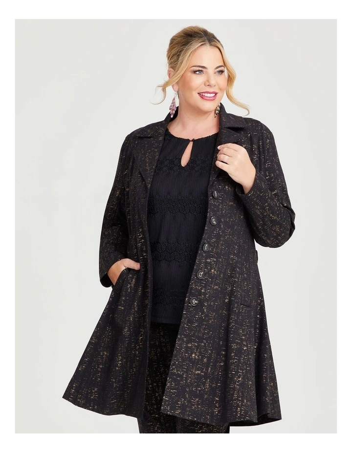 Gold Dust Trench Coat in Black/Gold image 3