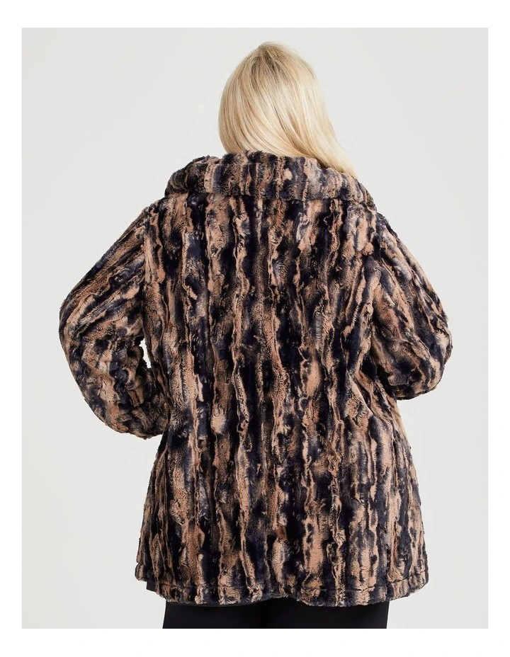 Faux Fur Reversible Spot Coat in Black image 4