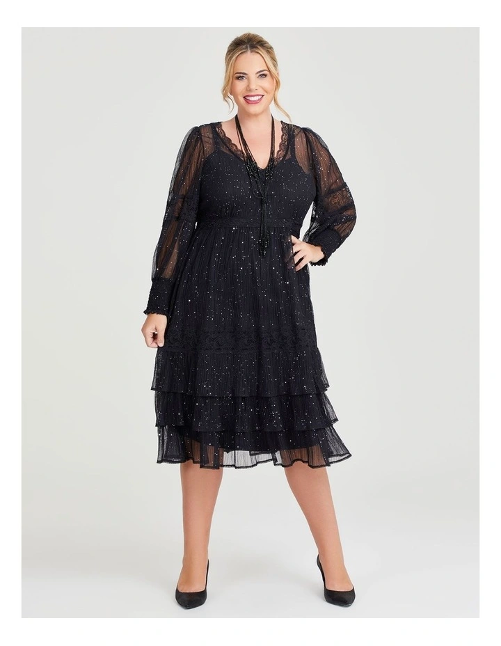 Lydia Lace Sparkle Cocktail Dress in Black image 1