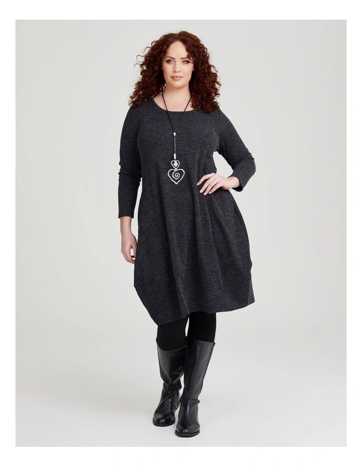 Long Sleeve Snug Dress in Charcoal Marle image 1