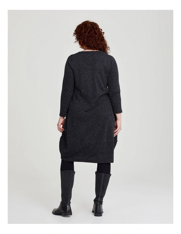 Long Sleeve Snug Dress in Charcoal Marle image 2