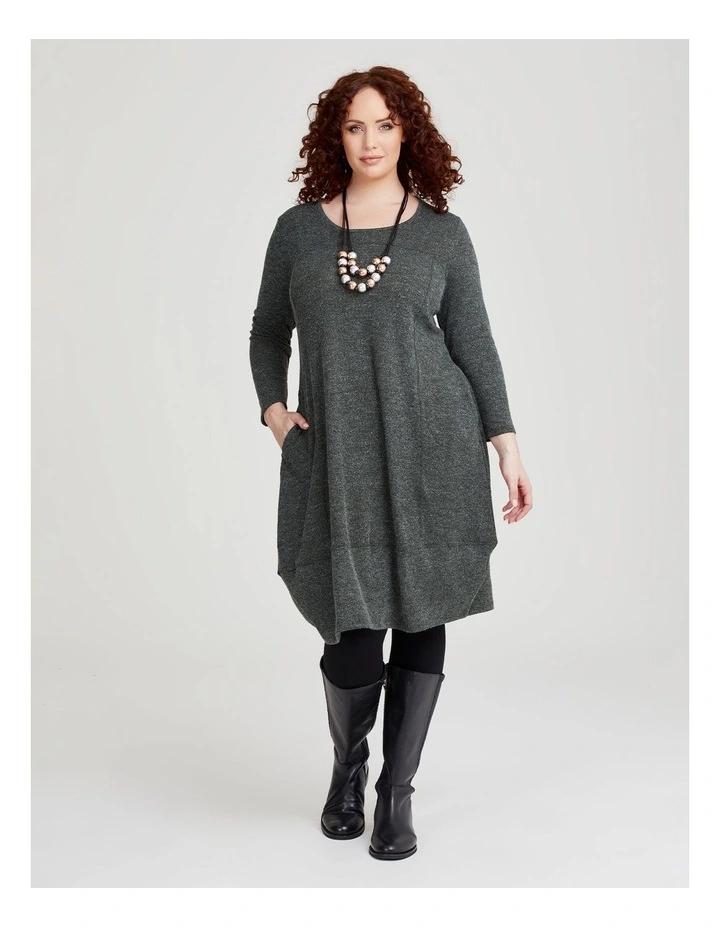 Long Sleeve Snug Dress in Olive image 1